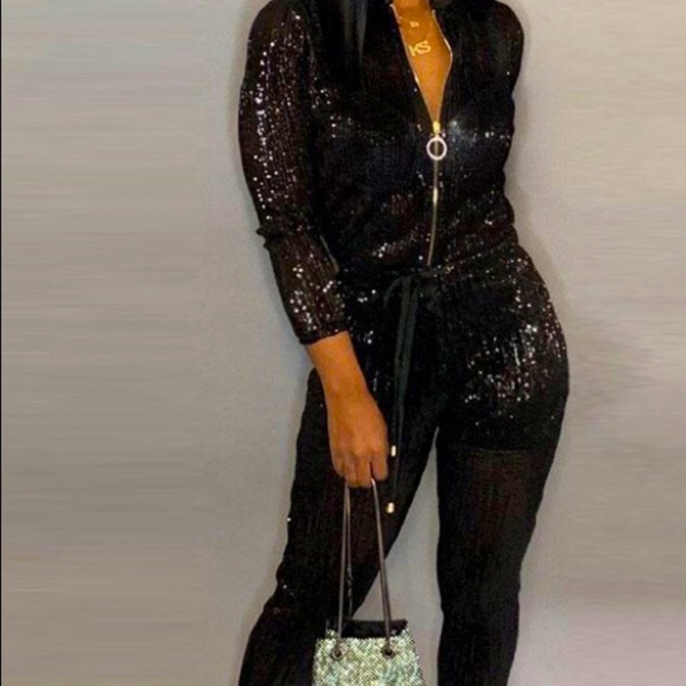 Black SZ XL New Shiny Jumpsuit from Shein